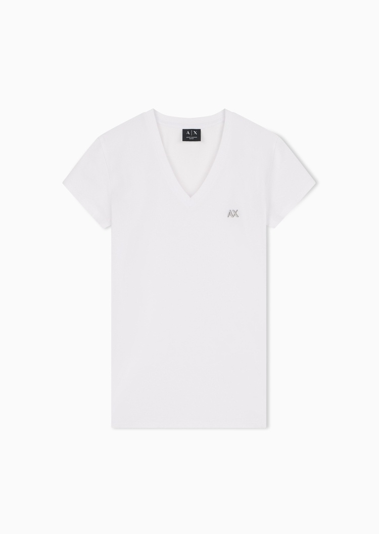 ARMANI EXCHANGE 女士弹力修身短袖V领休闲简约T恤
