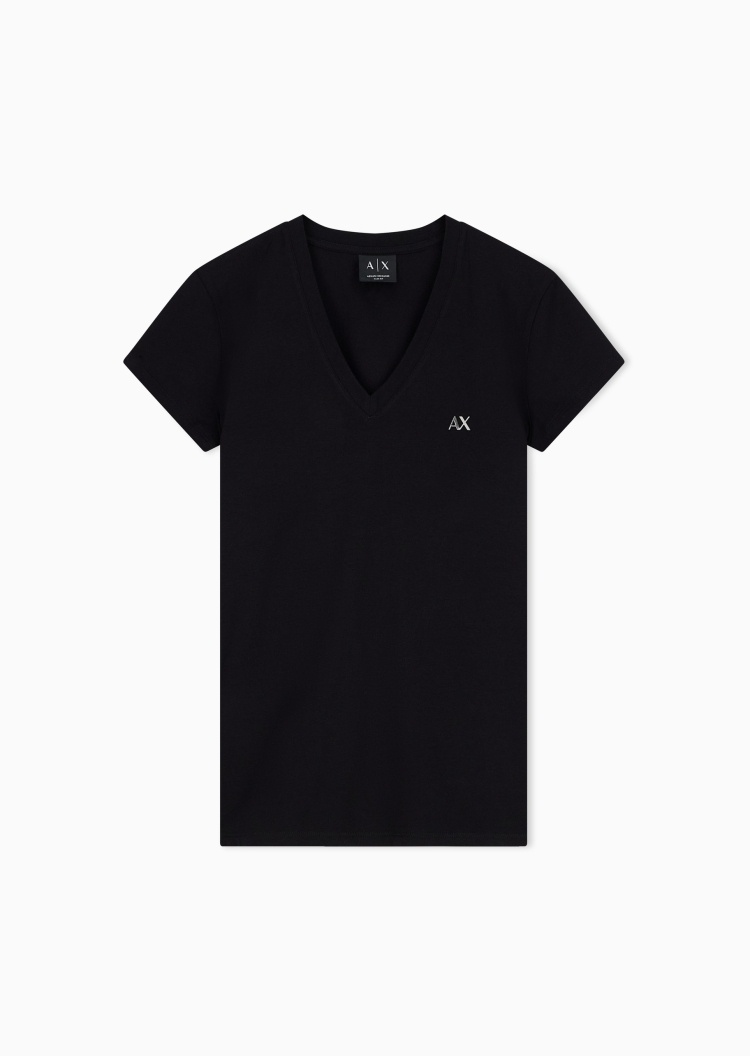 ARMANI EXCHANGE 女士弹力修身短袖V领休闲简约T恤