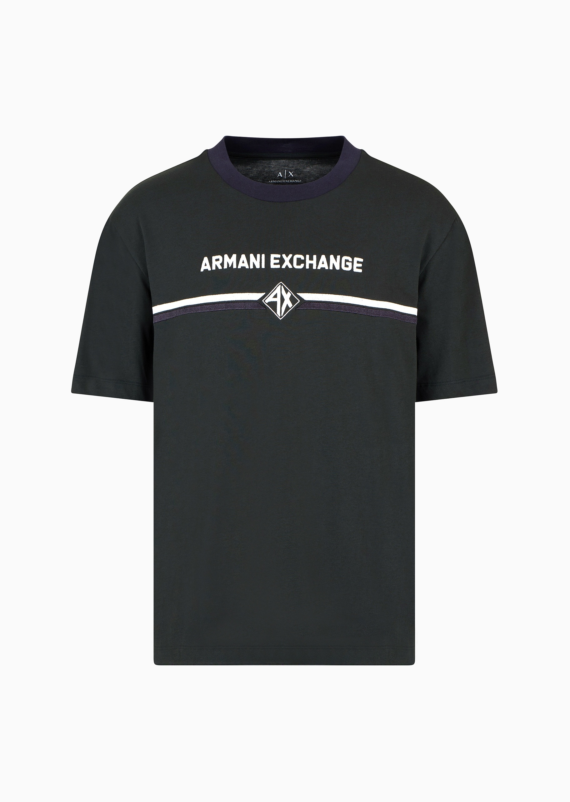 ARMANI EXCHANGE 男士全棉宽松短袖圆领徽标刺绣T恤