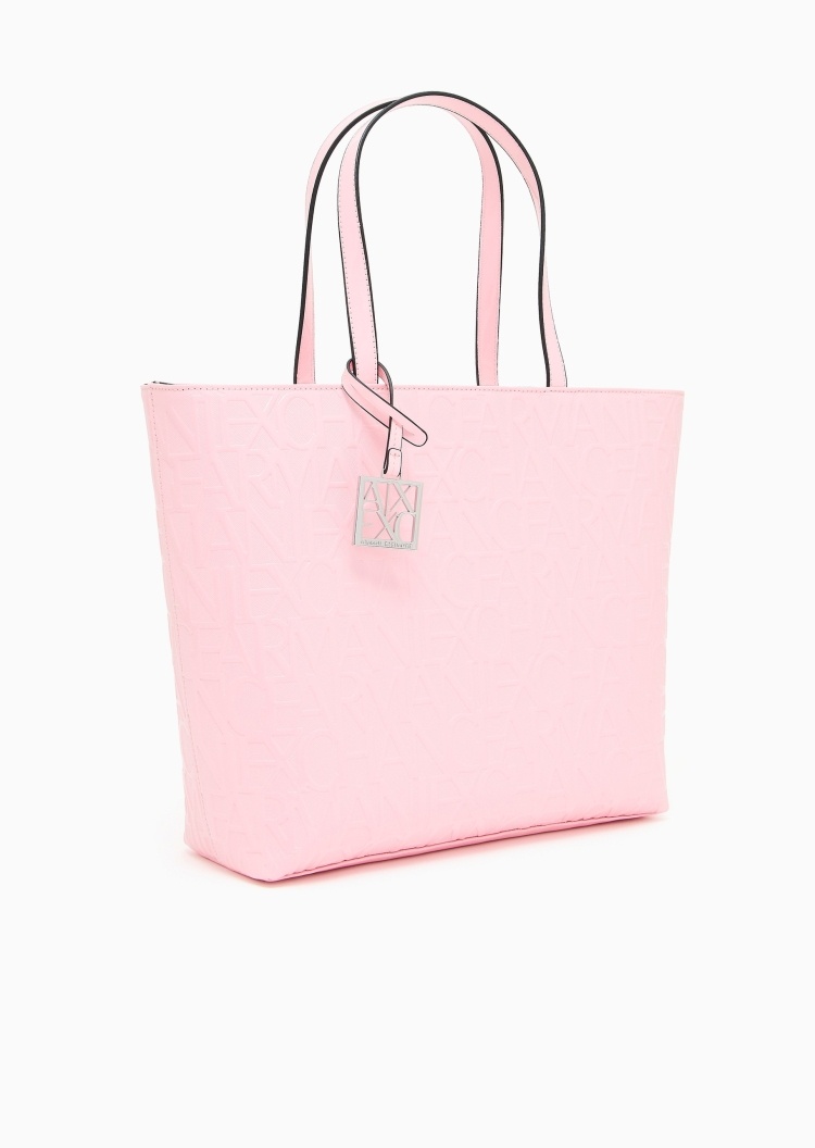 ARMANI EXCHANGE 女士拉链字母压花手提单肩托特包