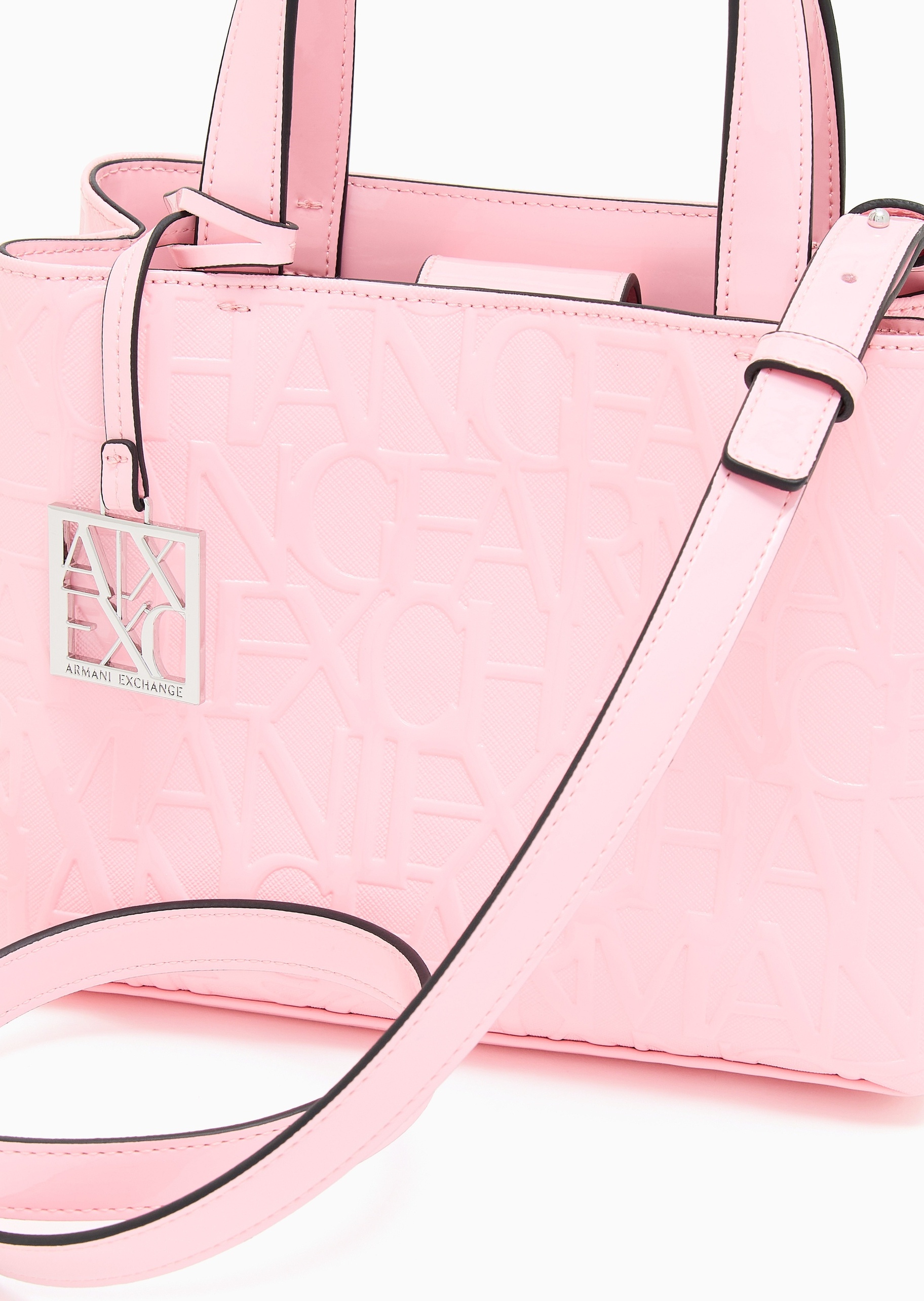 ARMANI EXCHANGE 女士拉链内袋可调节通体压花手提斜挎托特包