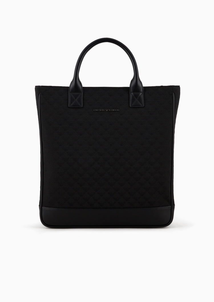 Emporio Armani 男士商务休闲复古老花通勤大容量托特公文包