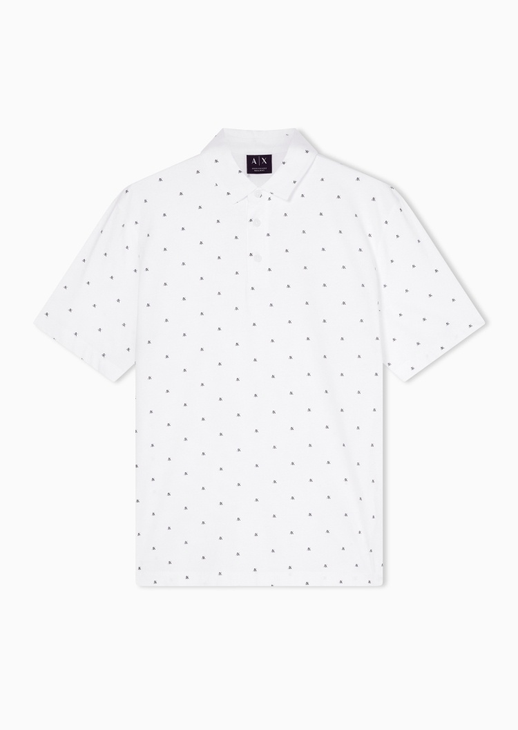 ARMANI EXCHANGE 男士纯棉短袖翻领满印Polo衫