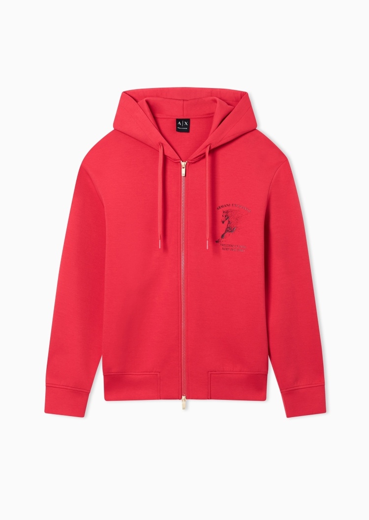 ARMANI EXCHANGE 马年限定男士拉链印花卫衣夹克外套