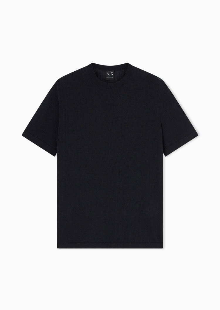 ARMANI EXCHANGE 男士纯棉短袖圆领纯色套头针织衫