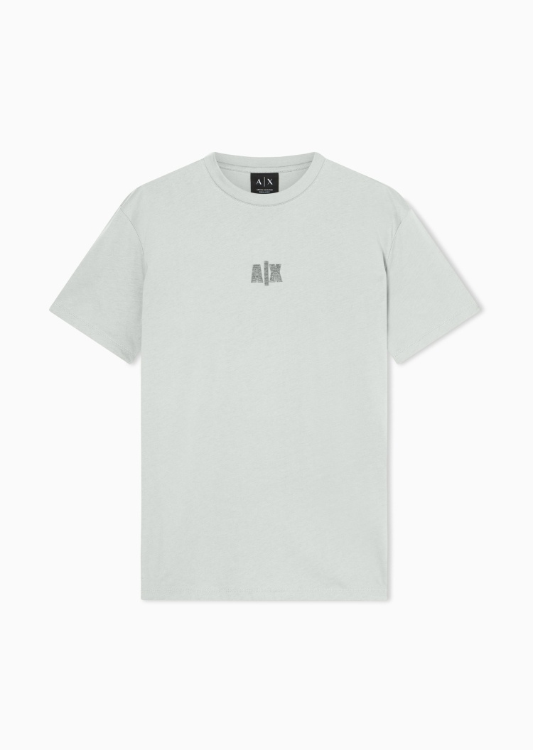 ARMANI EXCHANGE 男士纯棉合身短袖圆领刺绣休闲T恤