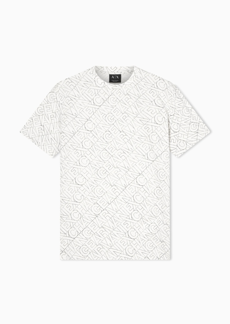 ARMANI EXCHANGE 男士纯棉合身短袖圆领满印徽标T恤