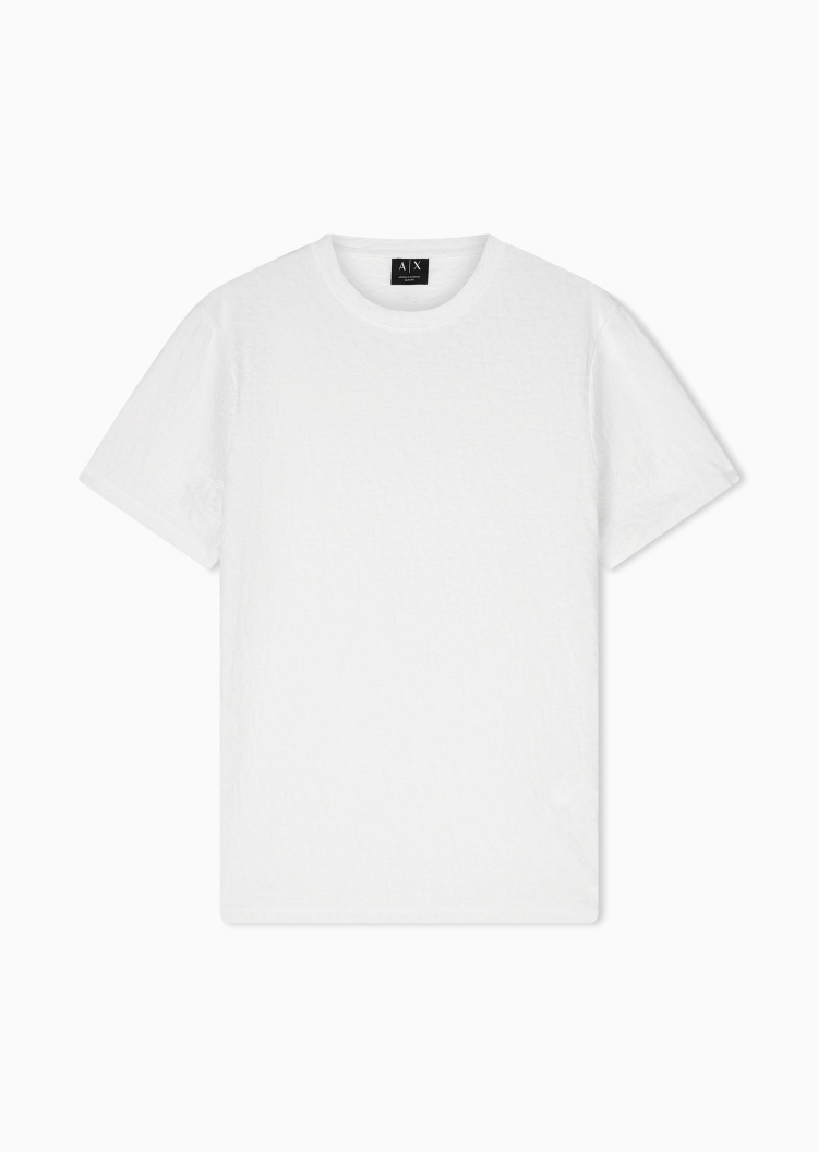 ARMANI EXCHANGE 男士纯棉重磅合身短袖圆领通体提花T恤