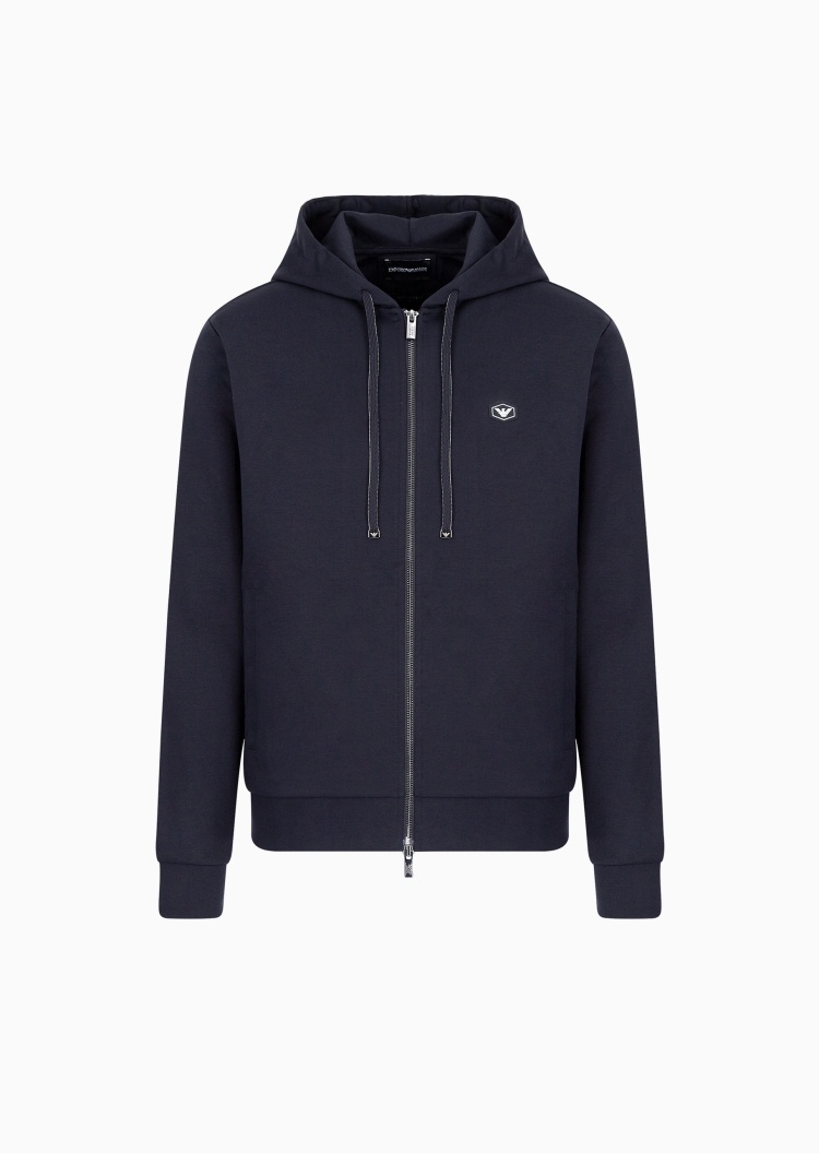 Emporio Armani 男士休闲运动合身拉链开衫连帽卫衣夹克外套