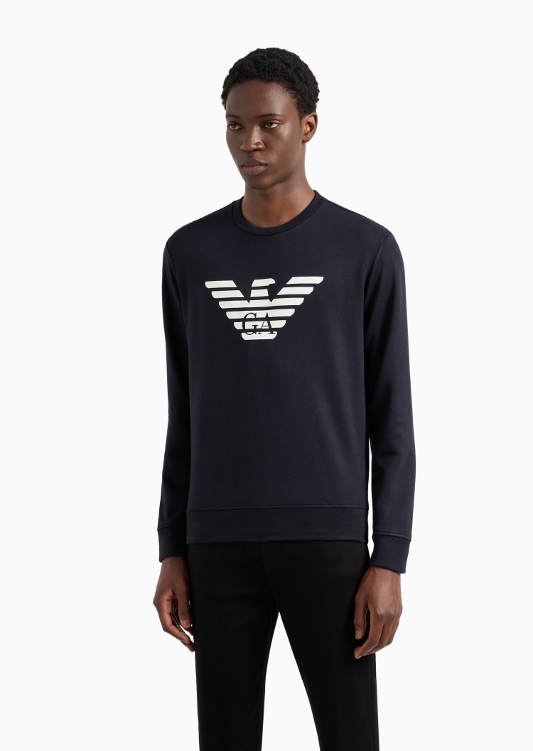 Emporio Armani 男女同款套头圆领落肩莫代尔休闲卫衣