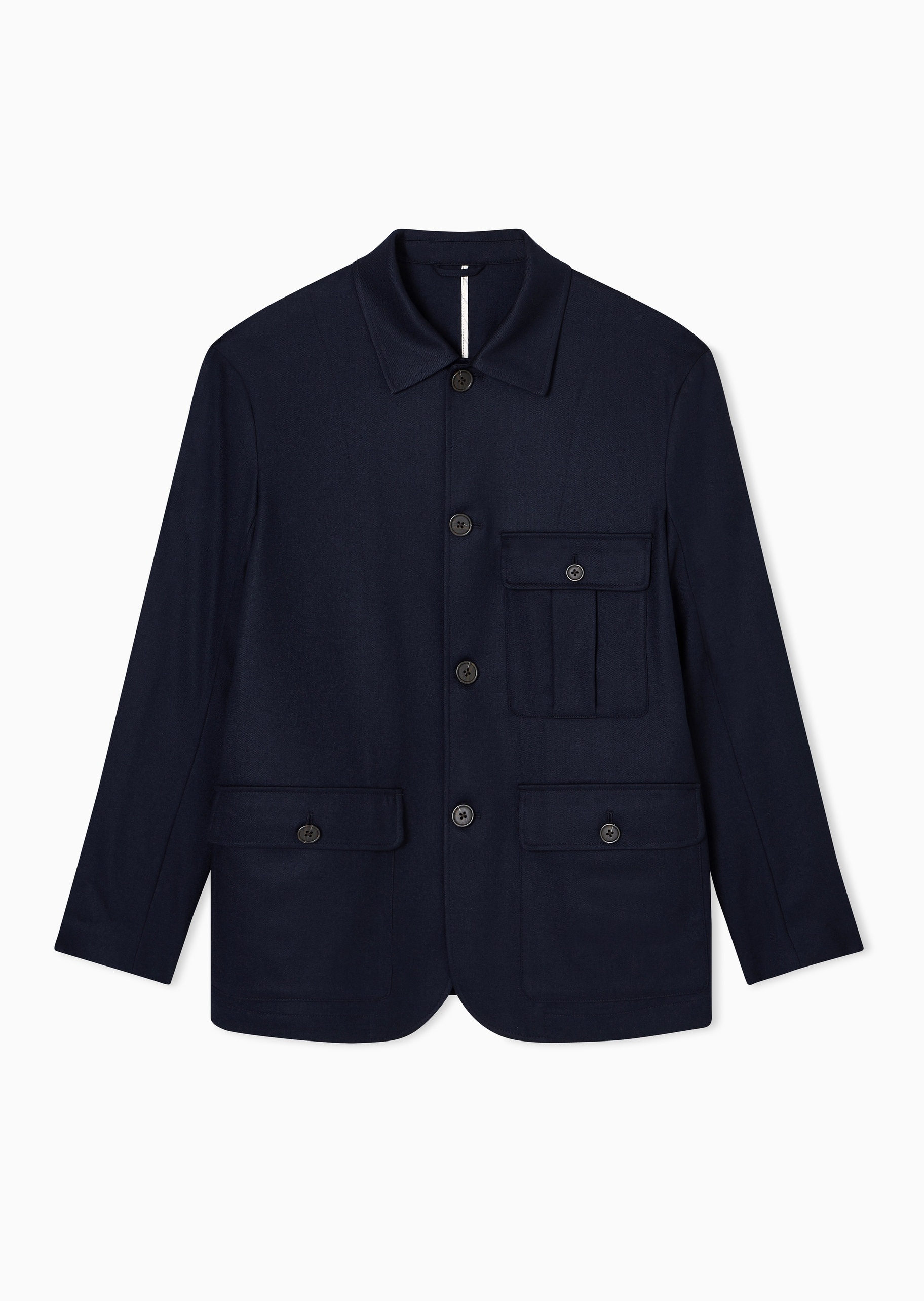 Emporio Armani 男士纯绵羊毛长袖翻领纽扣门襟夹克