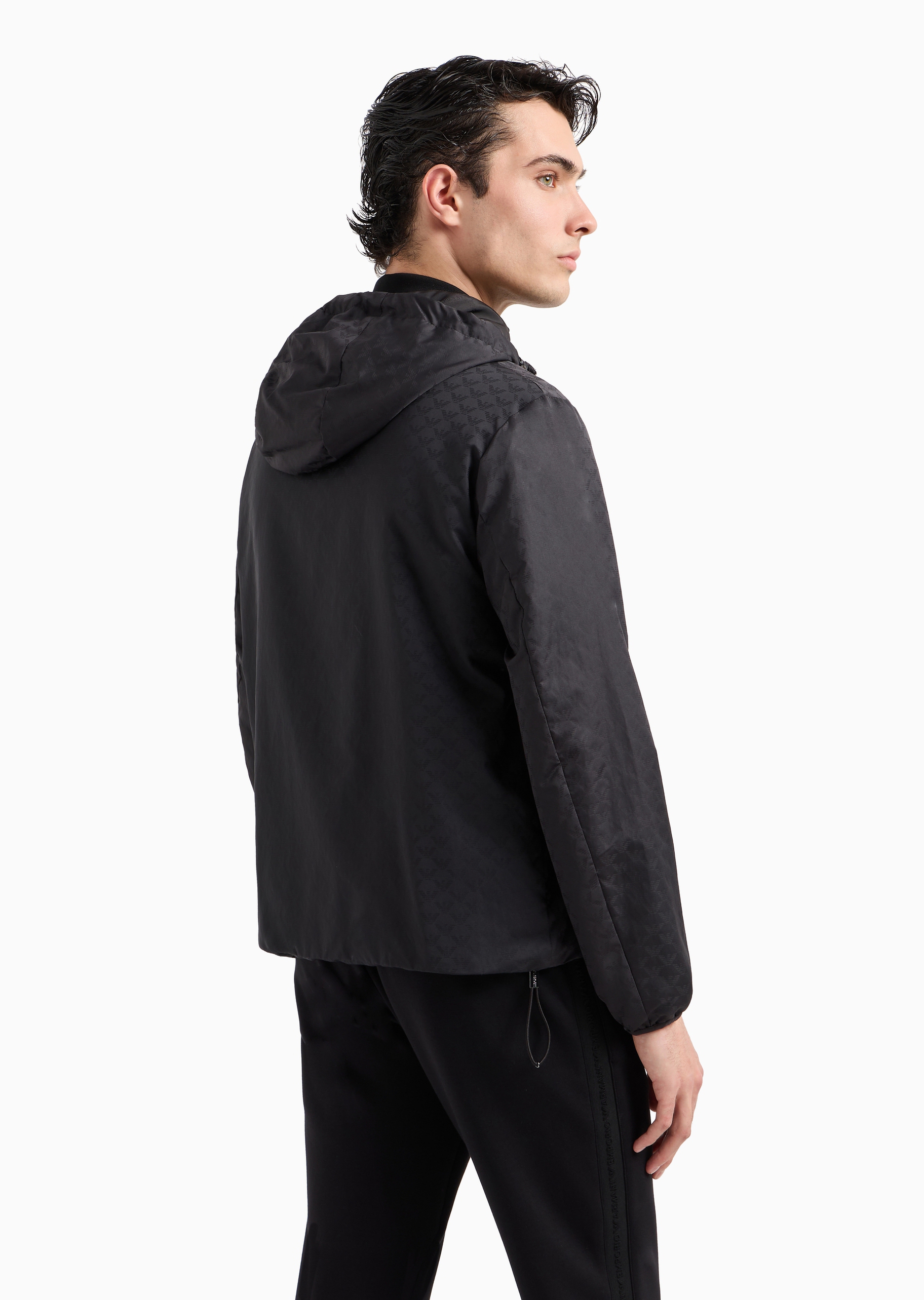 Emporio Armani 男士连帽满印休闲直身通勤棉服外套