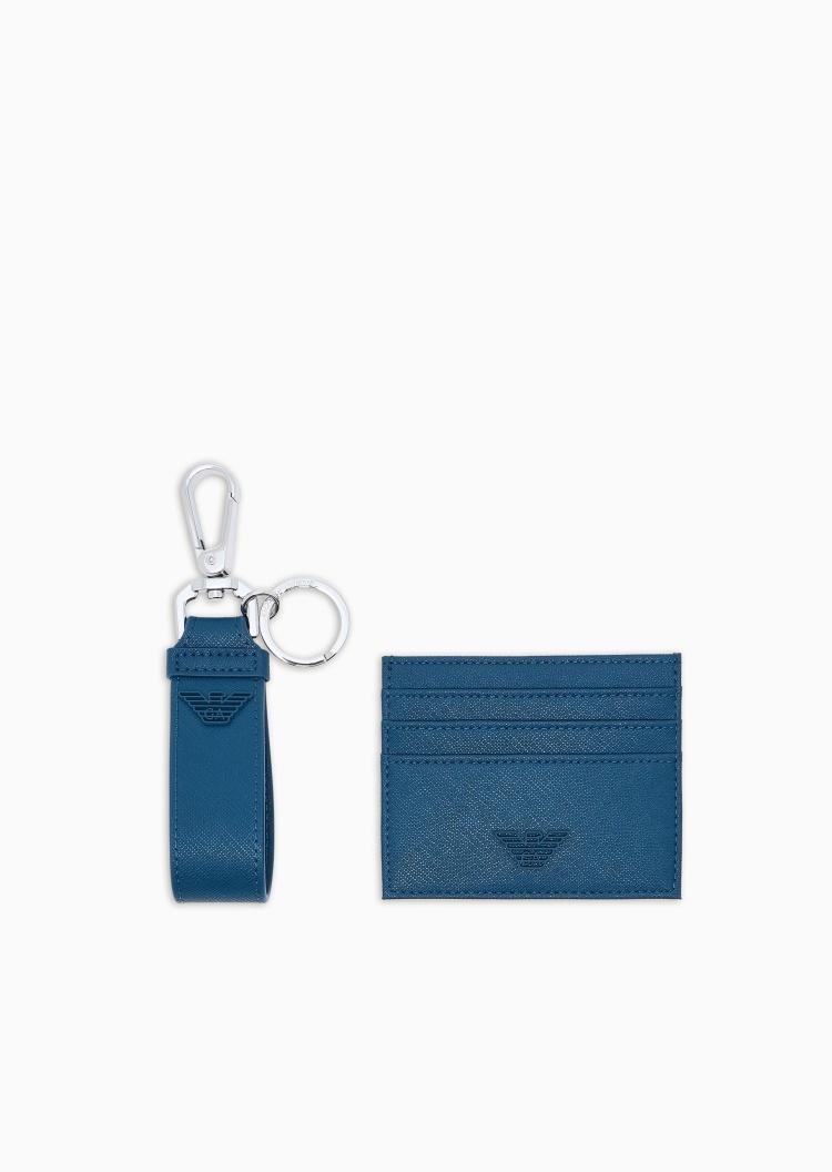 Emporio Armani 男士扁平多卡位卡夹钥匙扣小皮具套装