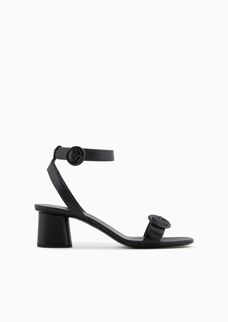 Emporio Armani 女士犊牛皮革双系带方头高跟凉鞋
