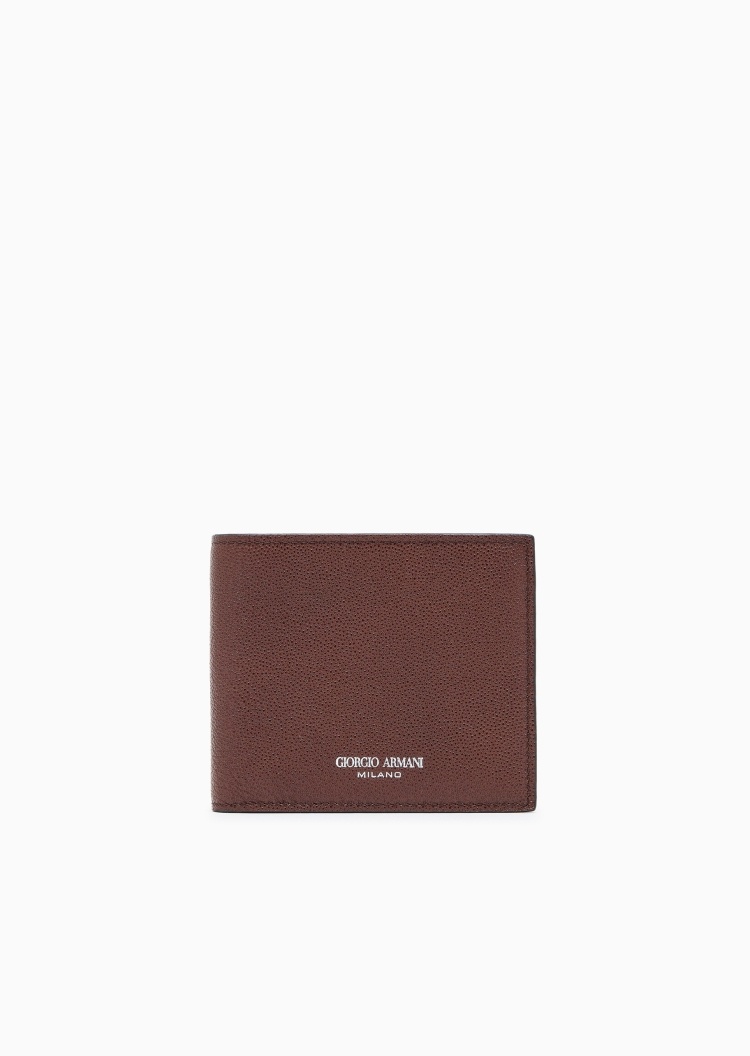 Giorgio Armani 男士犊牛皮革对折短款多卡位手拿钱包