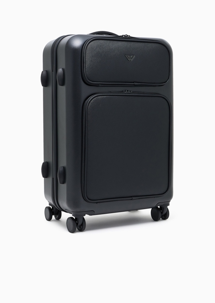 Emporio Armani 男士环绕拉链多夹层拉杆手提四滚轮旅行箱