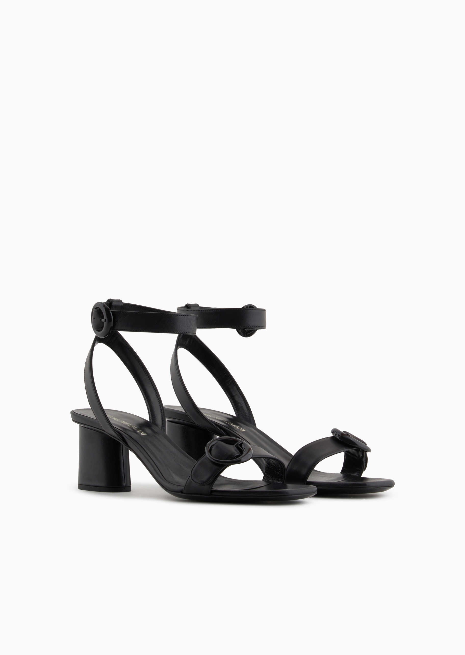 Emporio Armani 女士犊牛皮革双系带方头高跟凉鞋