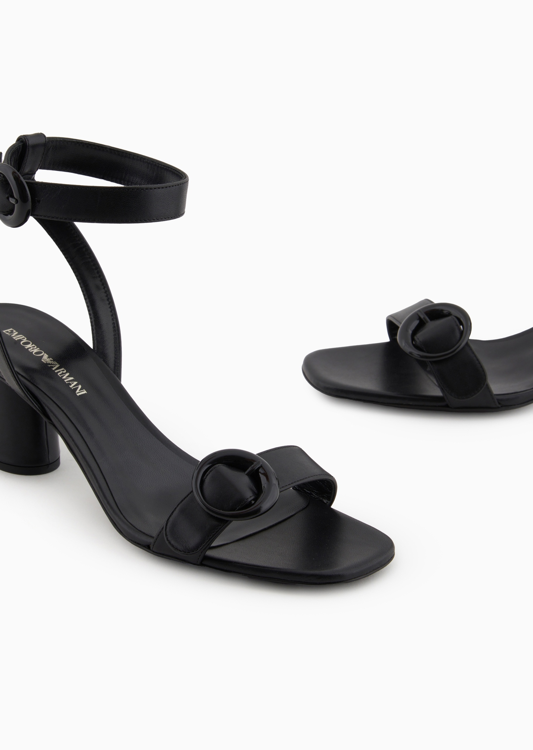 Emporio Armani 女士犊牛皮革双系带方头高跟凉鞋