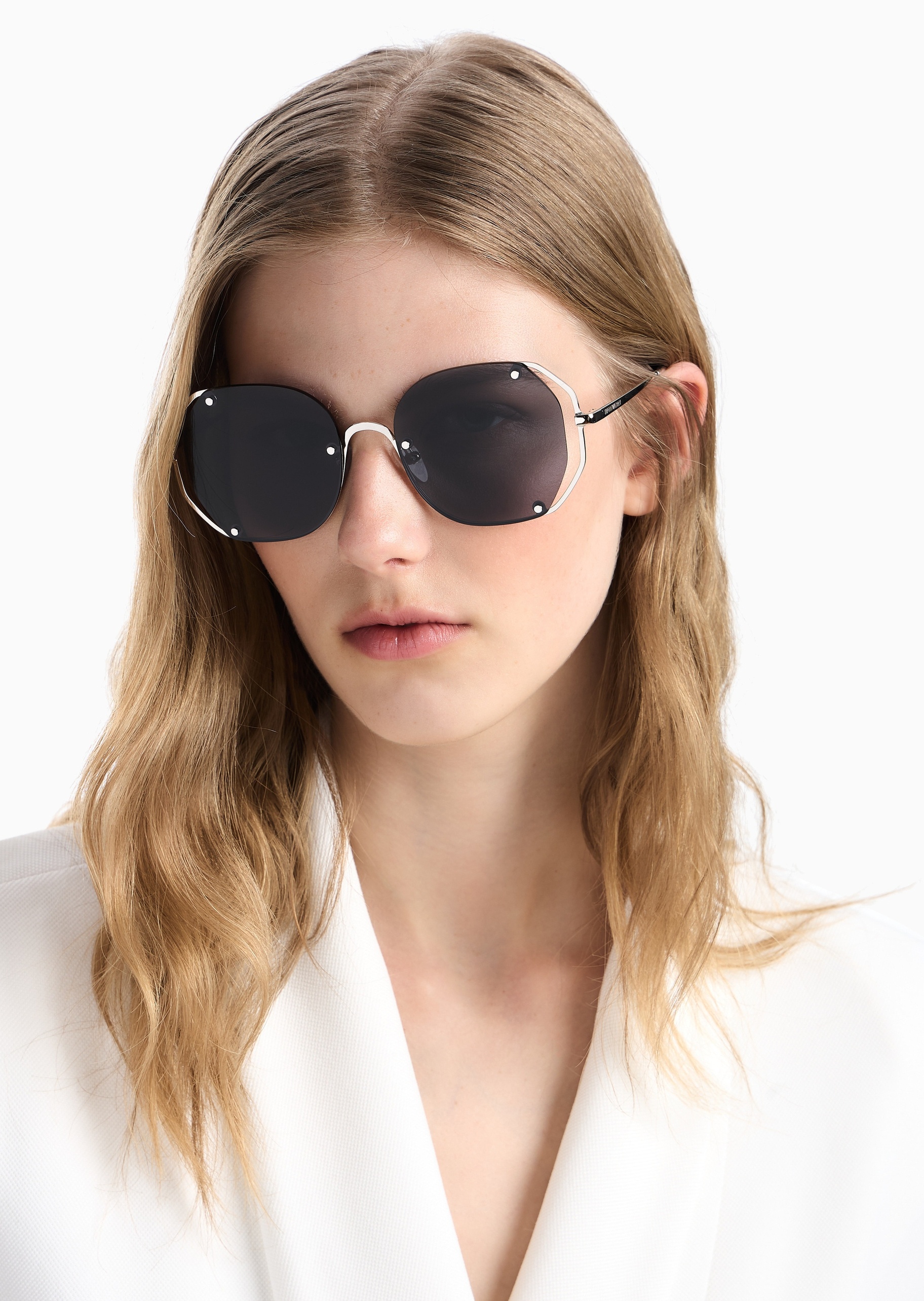 Emporio Armani 女士不规则形镂空个性前卫太阳眼镜