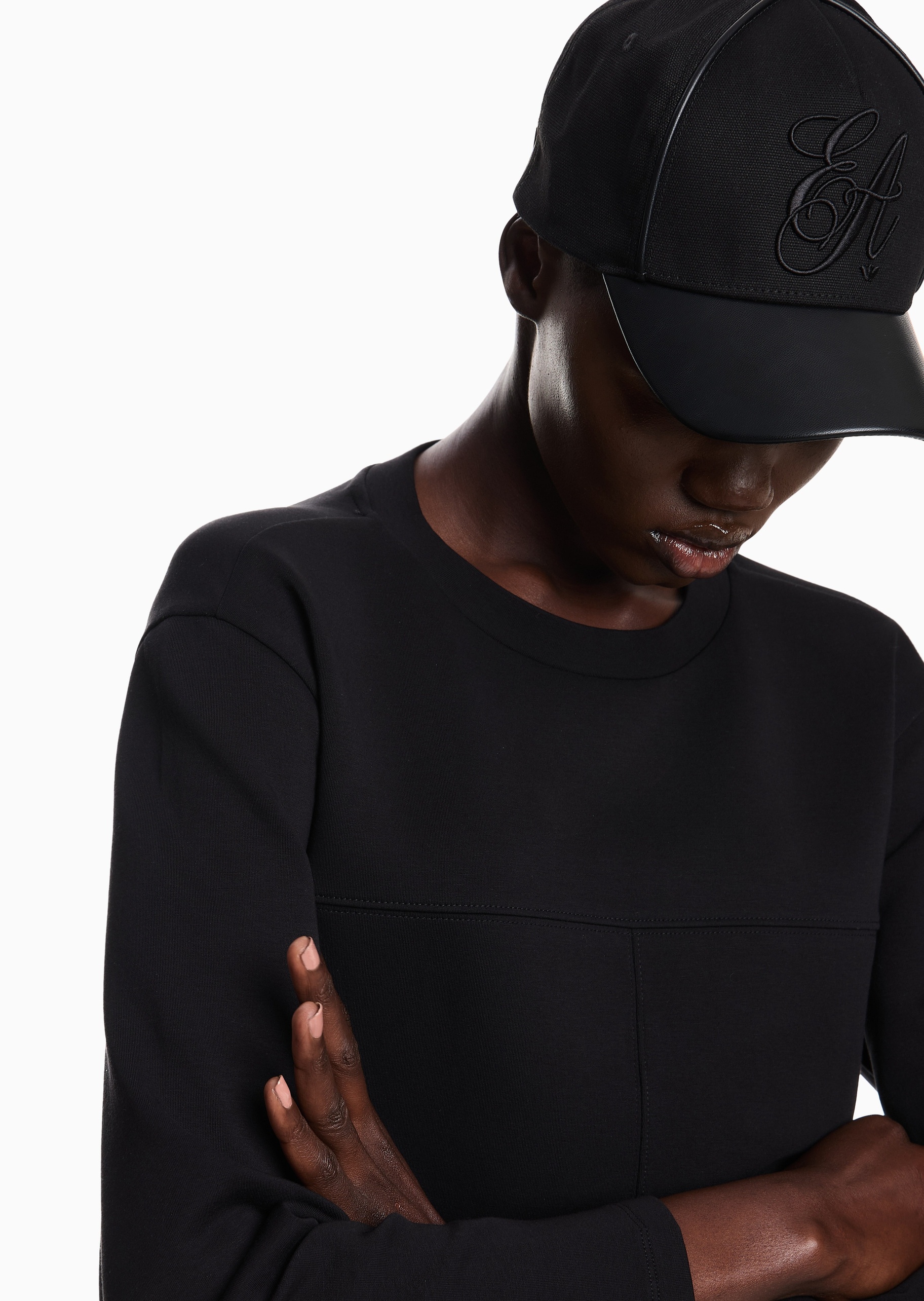 Emporio Armani 女士魔术贴圆顶弯檐标识刺绣棒球帽