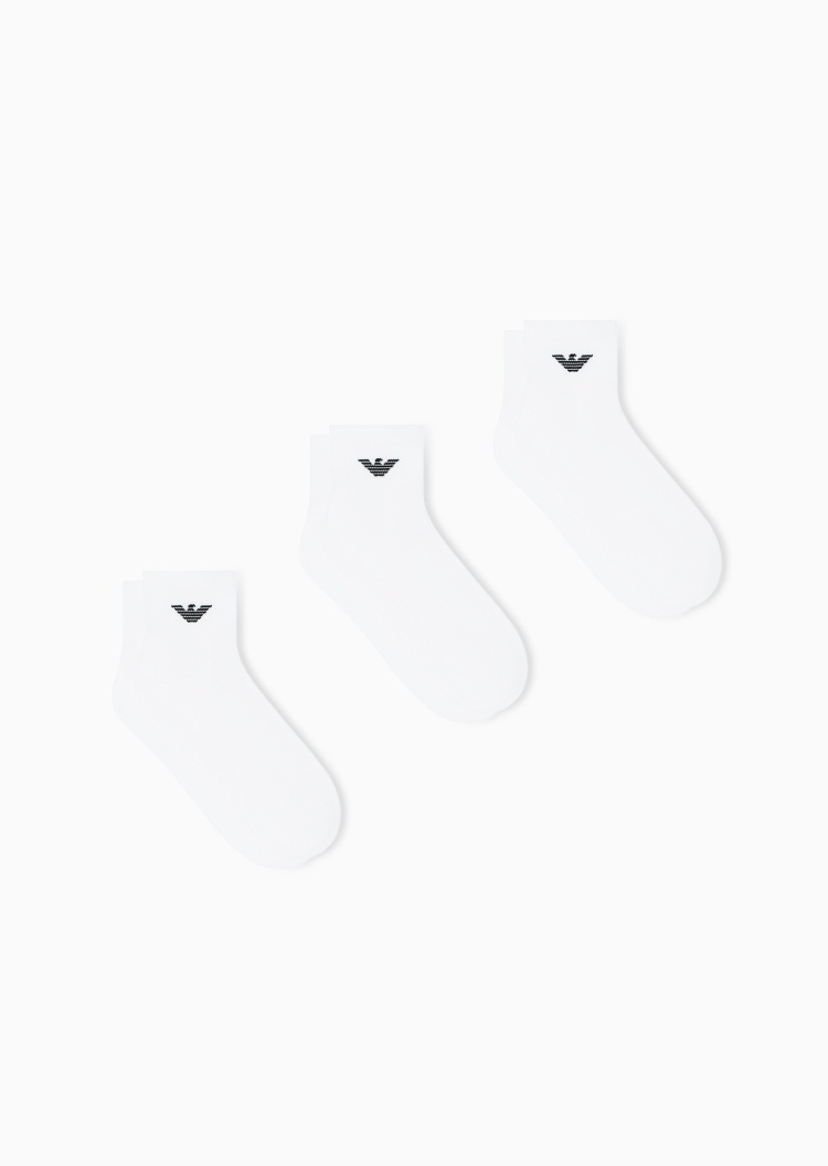 Emporio Armani 男士微弹短筒三双装休闲袜子套装