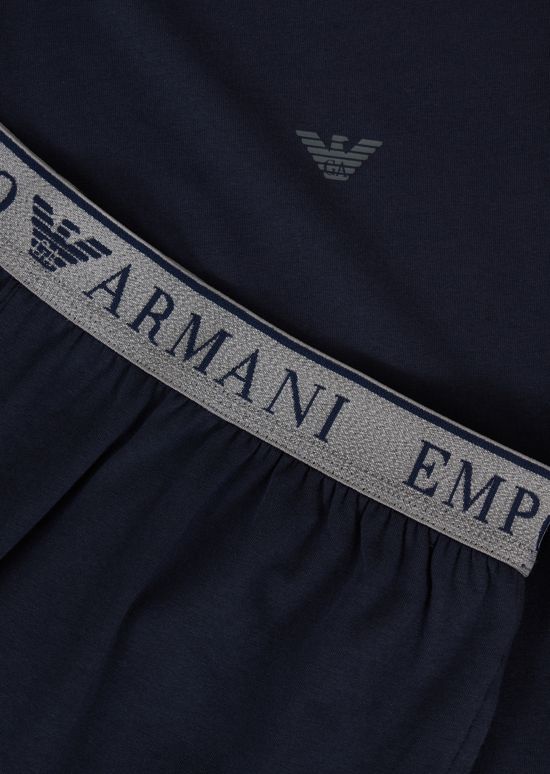 Emporio Armani 男士纯棉弹力圆领短袖短裤休闲家居睡衣套装