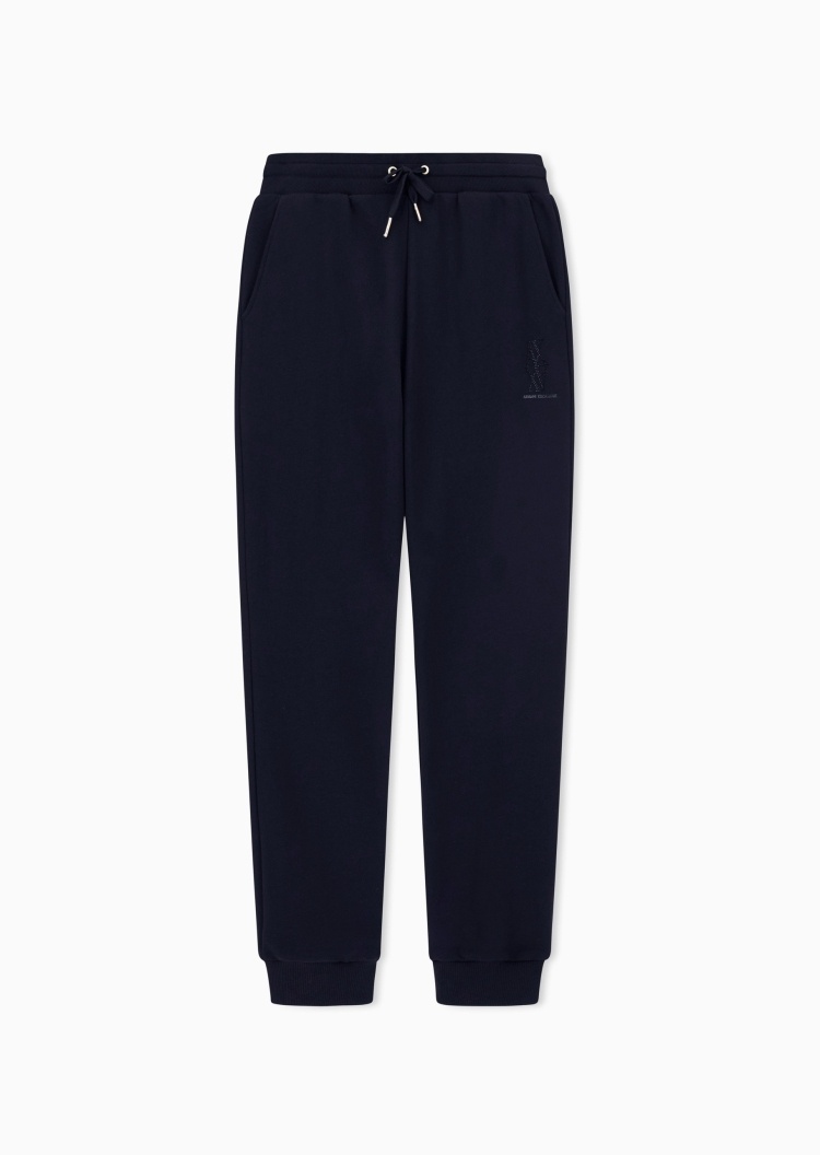 ARMANI EXCHANGE 女士全棉宽松系带长款锥形束脚运动卫裤