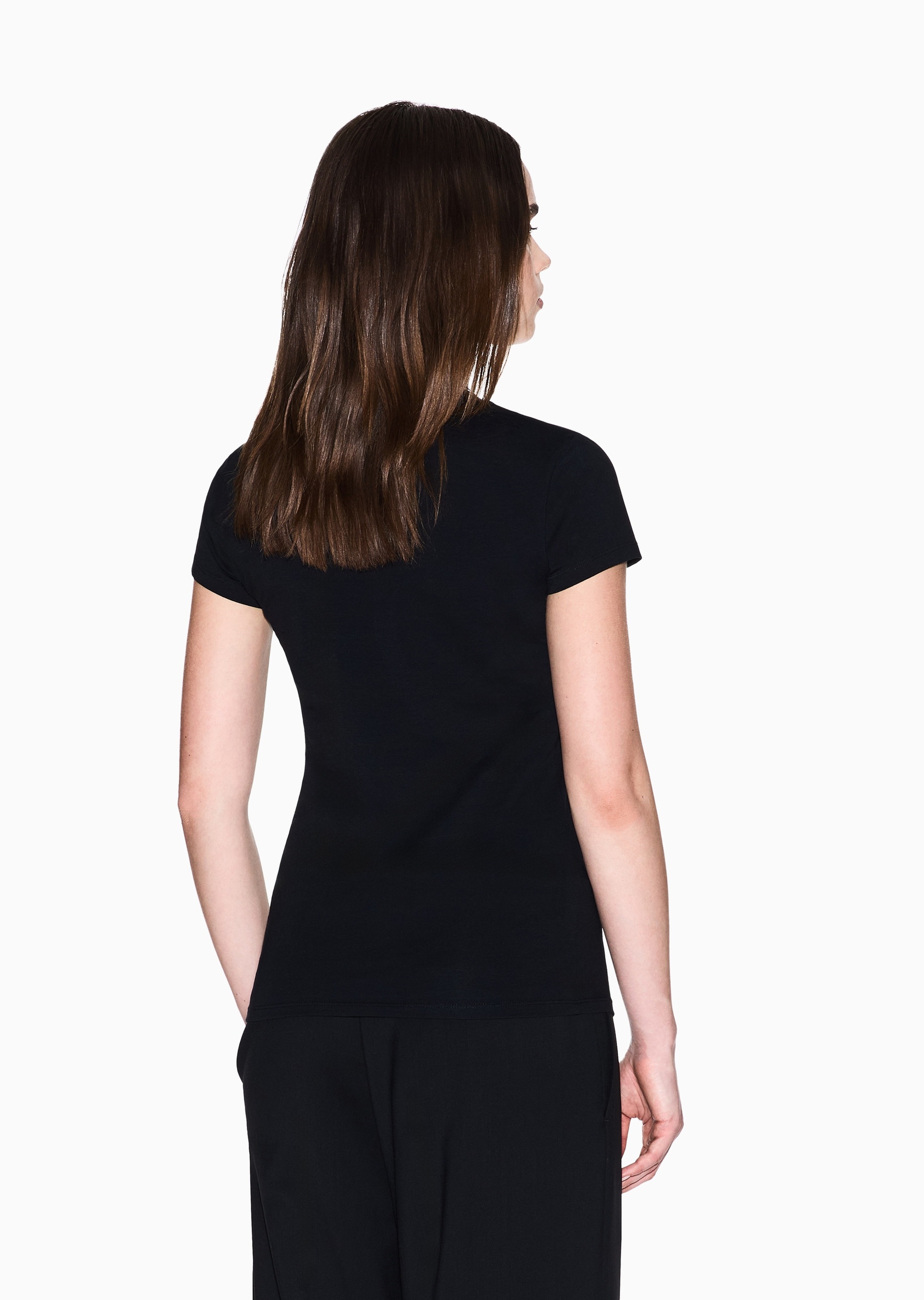 ARMANI EXCHANGE 女士纯棉弹力修身短袖圆领水钻字母T恤衫