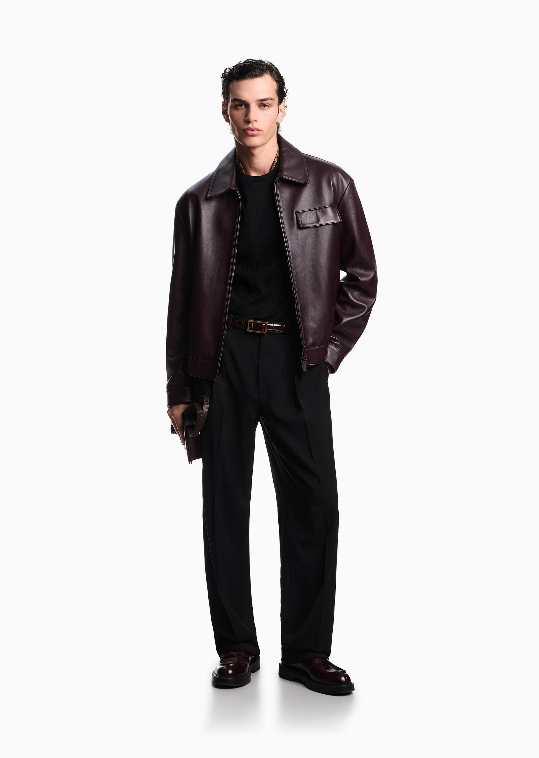 Emporio Armani 男士全棉合身短袖圆领重磅通体提花T恤衫