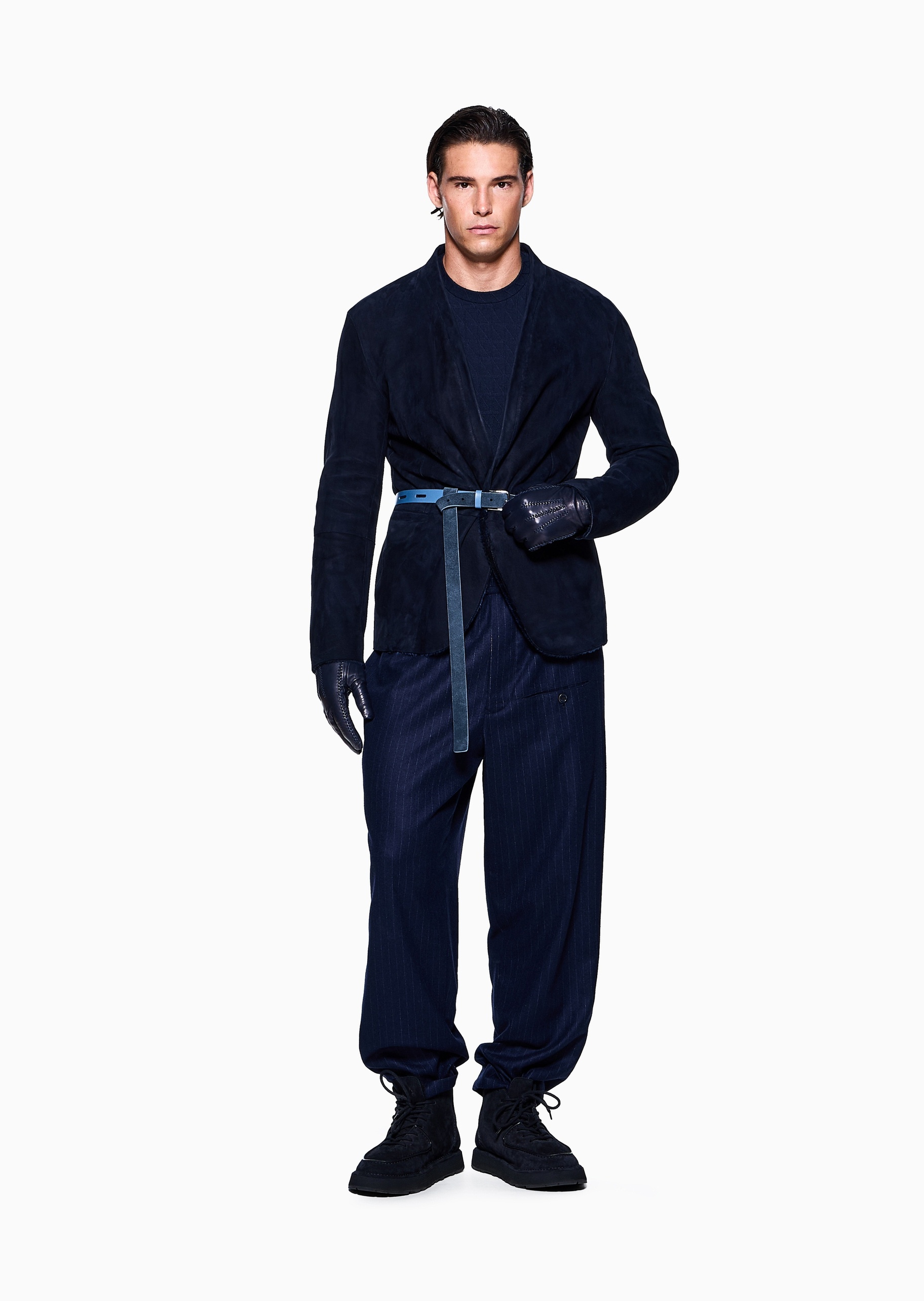 Giorgio Armani 男士合身短袖圆领通体提花T恤衫