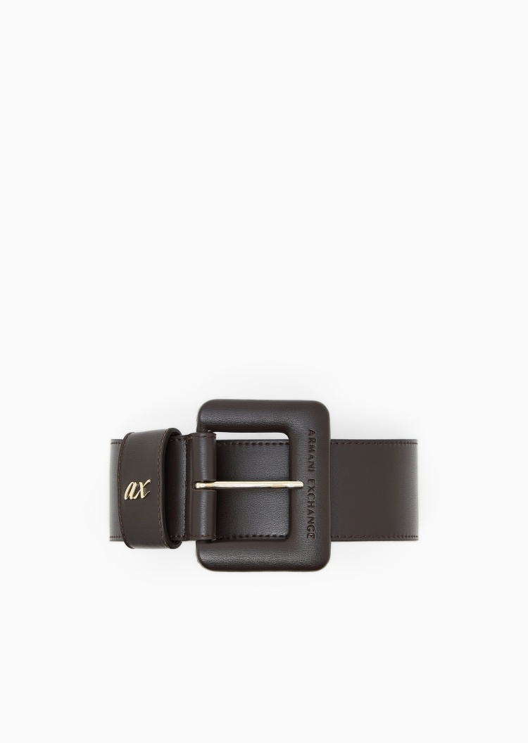 ARMANI EXCHANGE 女士方形带扣复古老钱风针扣腰带