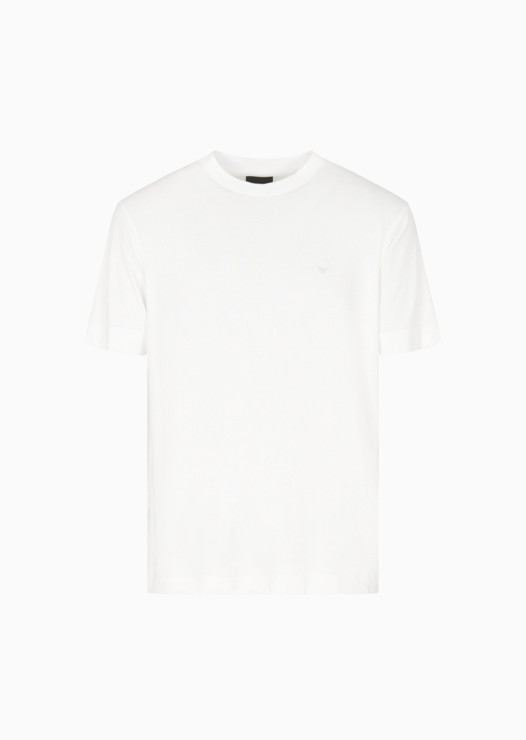 Emporio Armani 男士莫代尔弹力合身短袖圆领刺绣T恤衫
