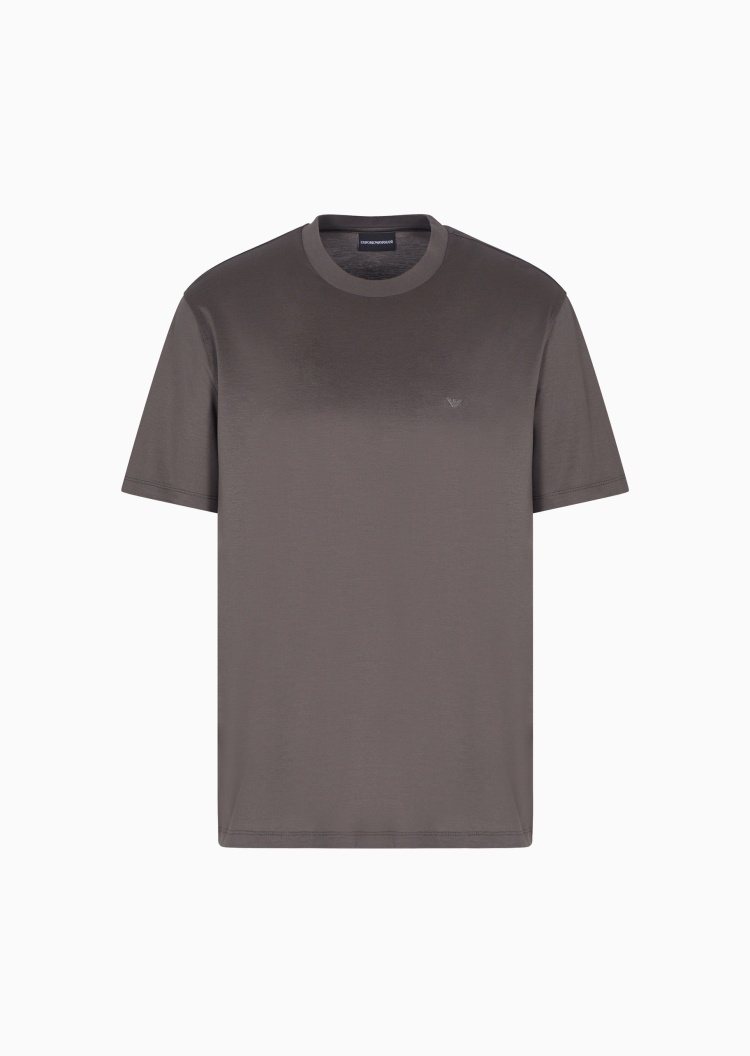 Emporio Armani 男士莱赛尔合身短袖圆领纯色T恤衫