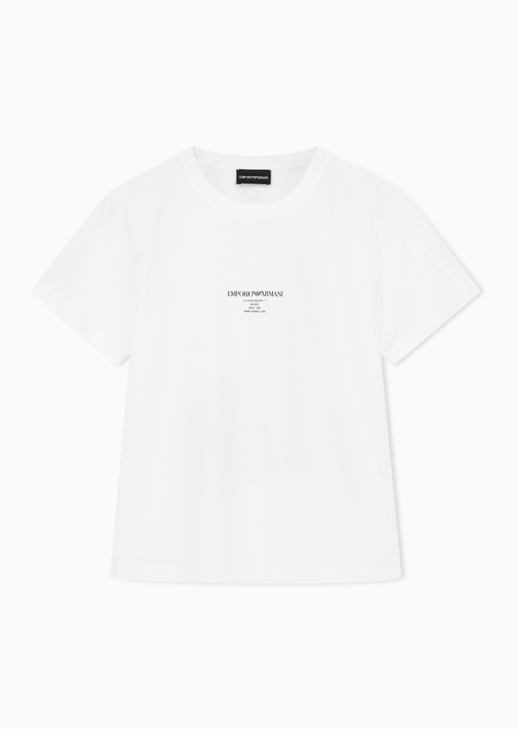 Emporio Armani 女士全棉合身短袖圆领正肩纯色轻薄T恤衫