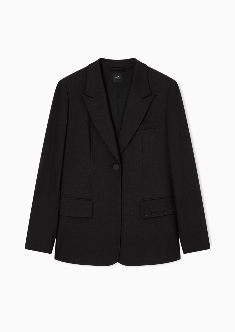 ARMANI EXCHANGE 女士微弹长袖戗驳领单粒扣西装外套