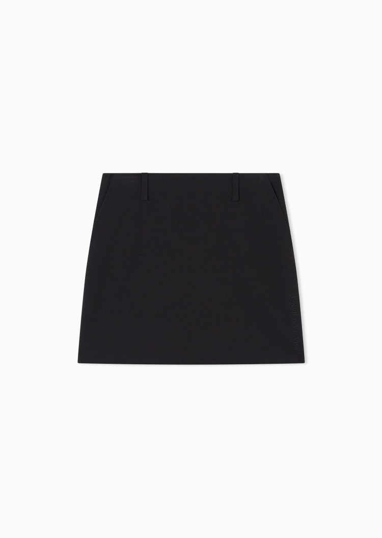 ARMANI EXCHANGE 女士微弹修身短款A字纯色半身裙