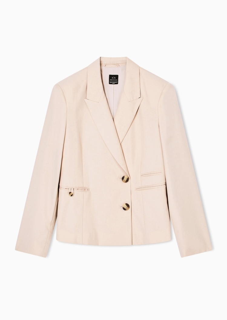 ARMANI EXCHANGE 女士长袖戗驳领单排扣纯色西装外套