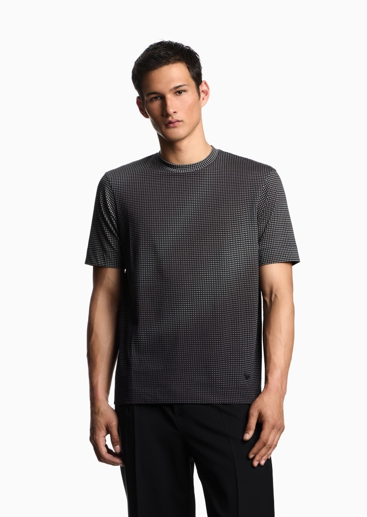 Emporio Armani 男士纯棉合身短袖圆领重磅满印休闲T恤衫