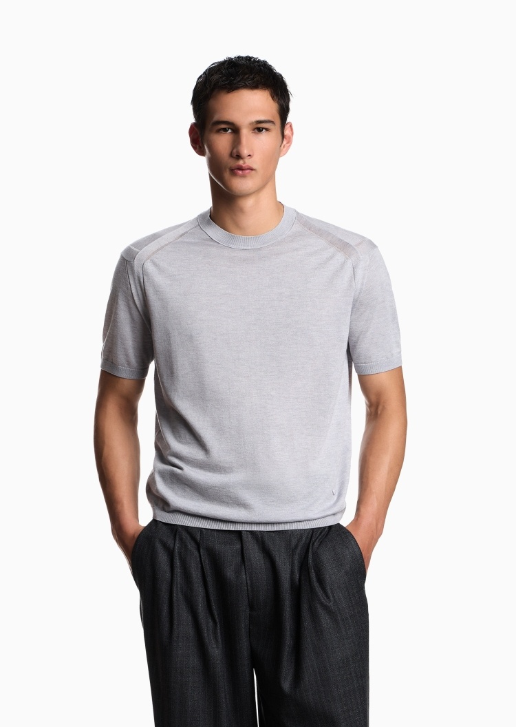 Emporio Armani 男士短袖圆领套头纯色休闲针织衫