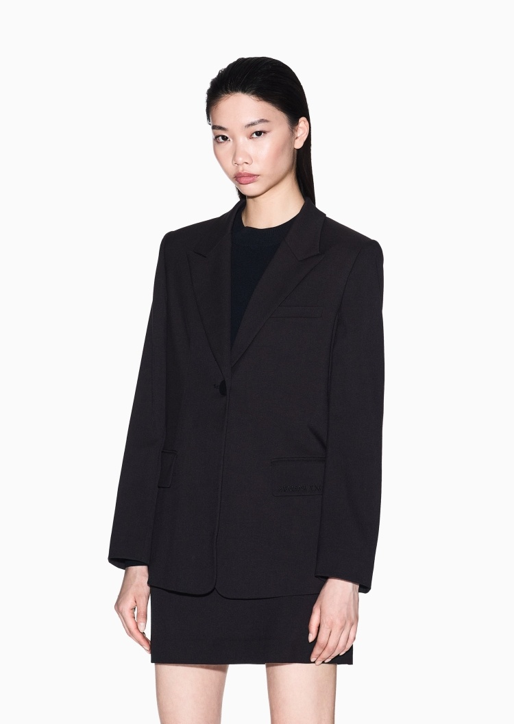 ARMANI EXCHANGE 女士微弹长袖戗驳领单粒扣西装外套