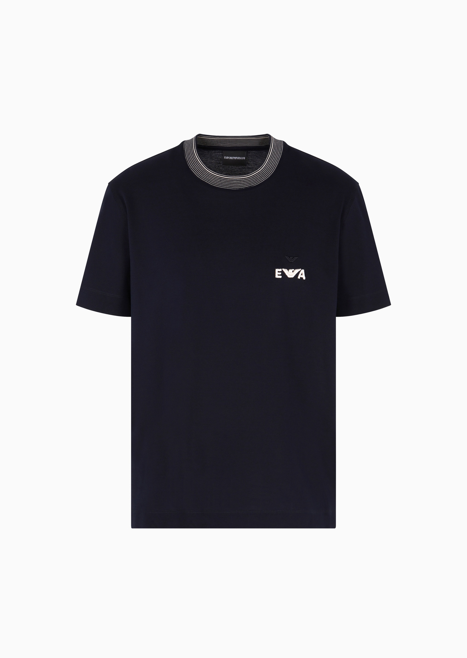 Emporio Armani 男士珠地全棉合身短袖圆领刺绣T恤衫