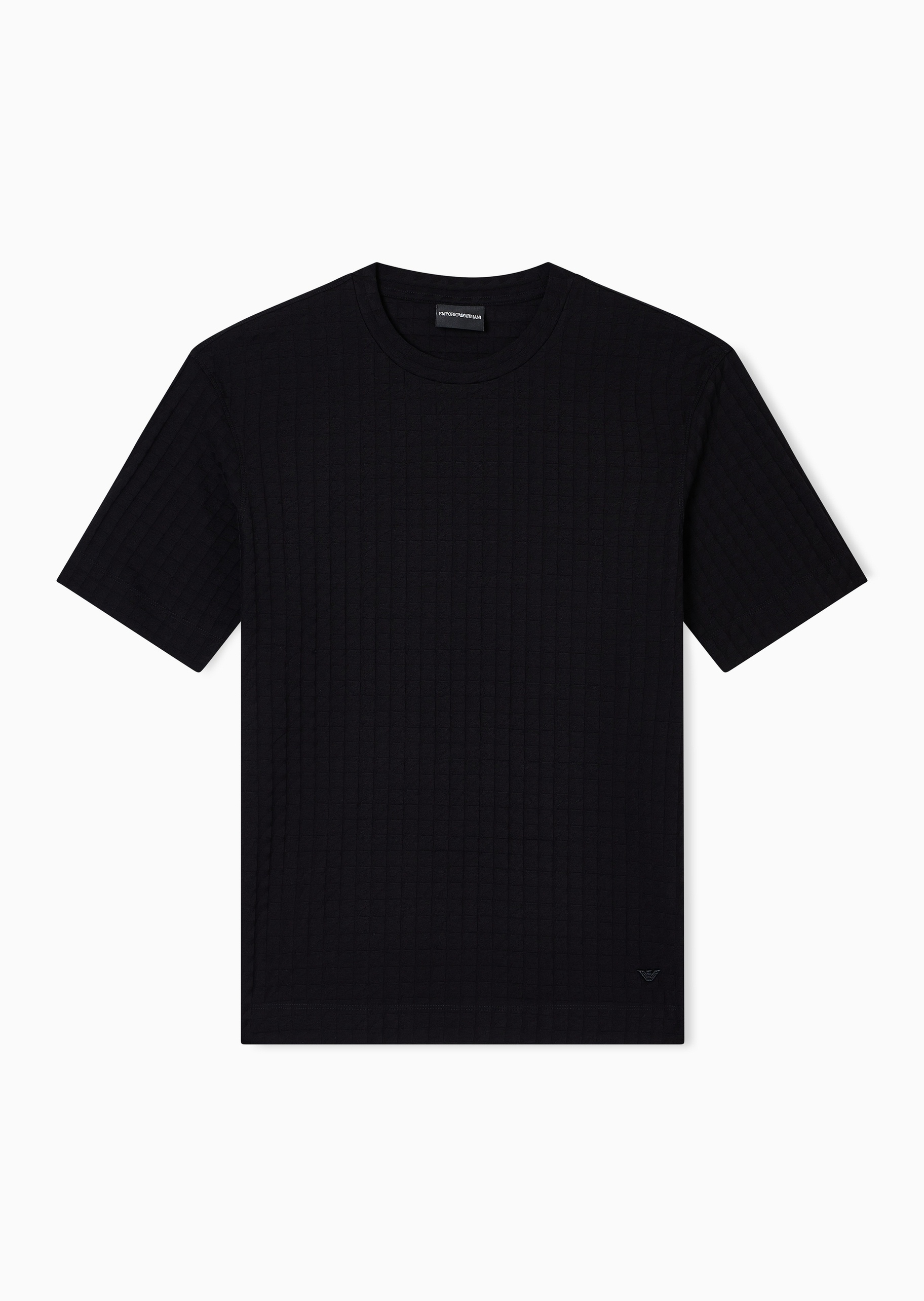 Emporio Armani 男士全棉宽松短袖圆领纯色提花T恤衫