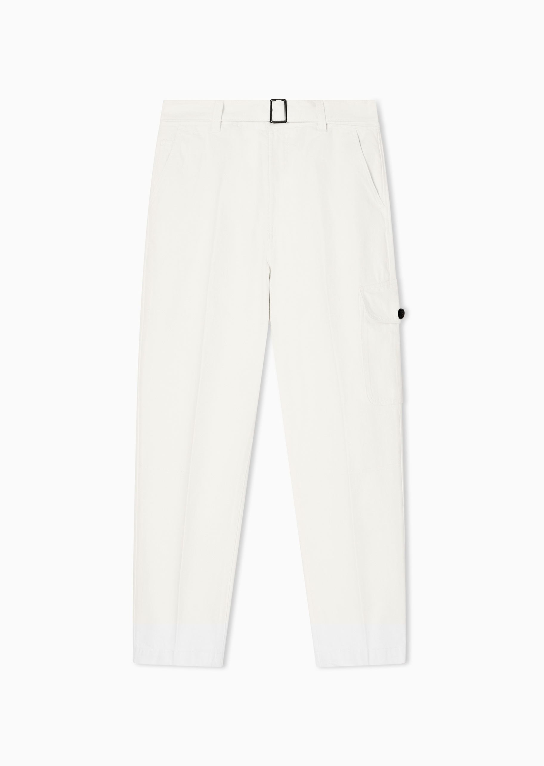 Emporio Armani 男士全棉宽松长款直筒配腰带工装裤