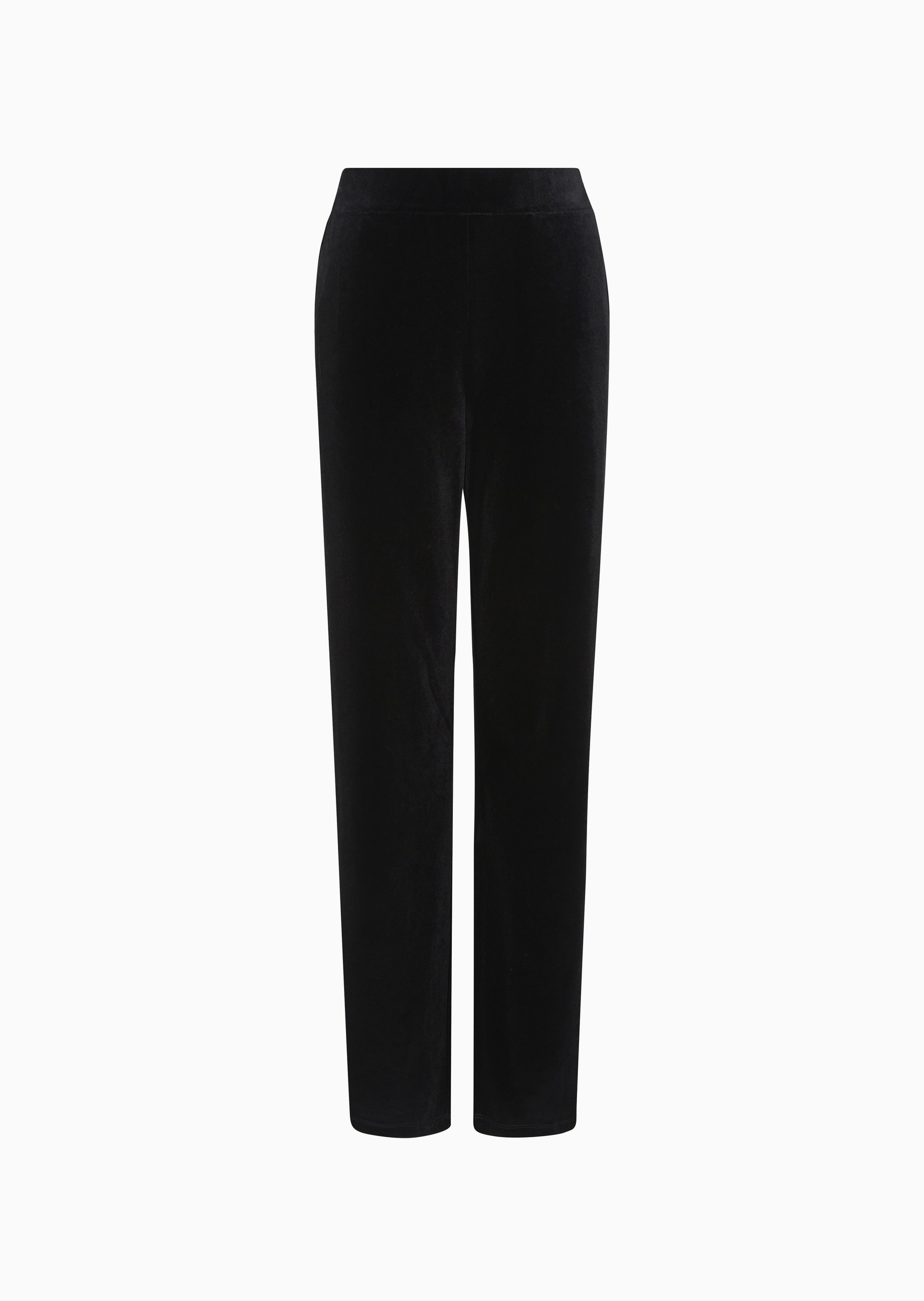 Emporio Armani 女士合身长款直筒绒面纯色休闲裤
