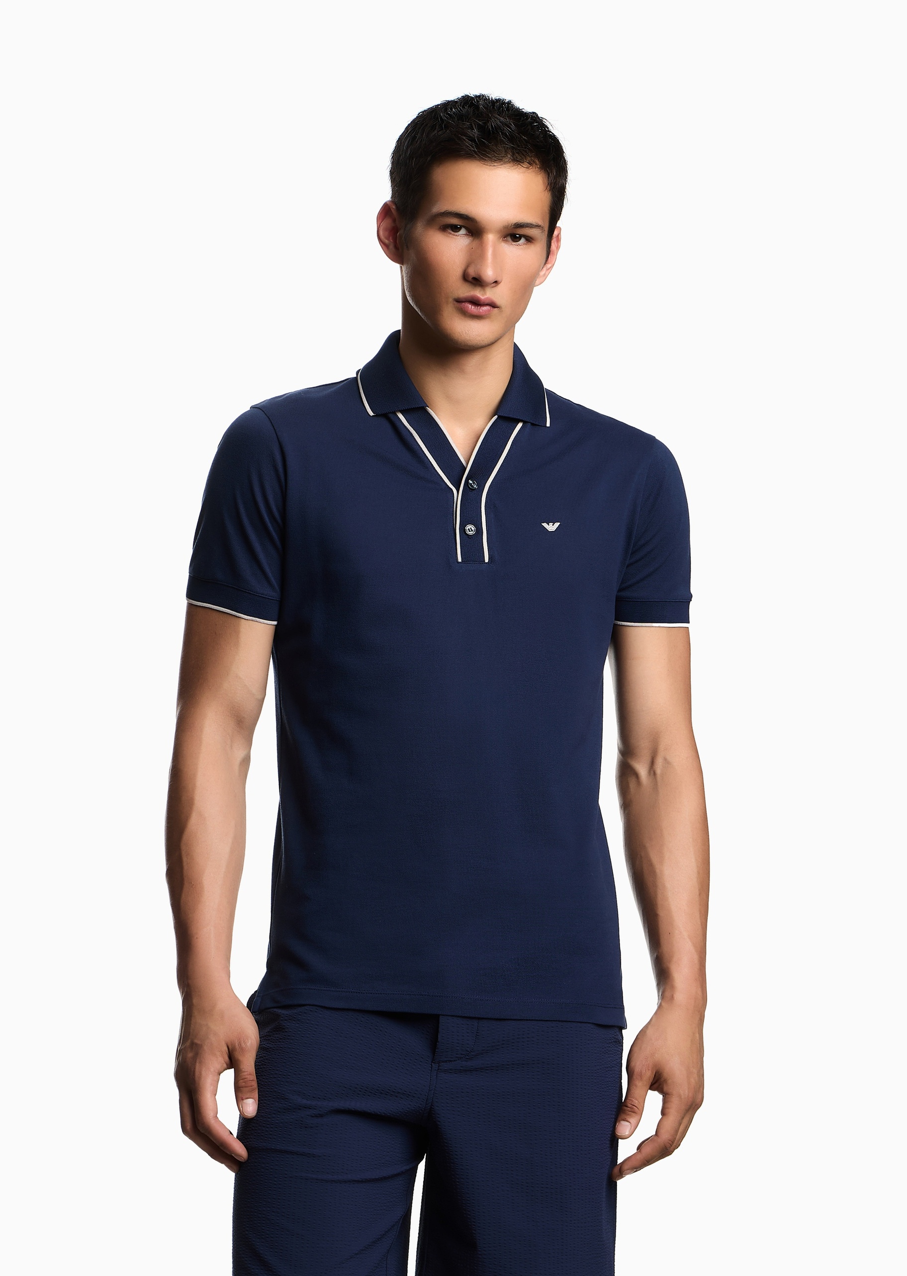 Emporio Armani 男士珠地全棉短袖翻领Polo衫