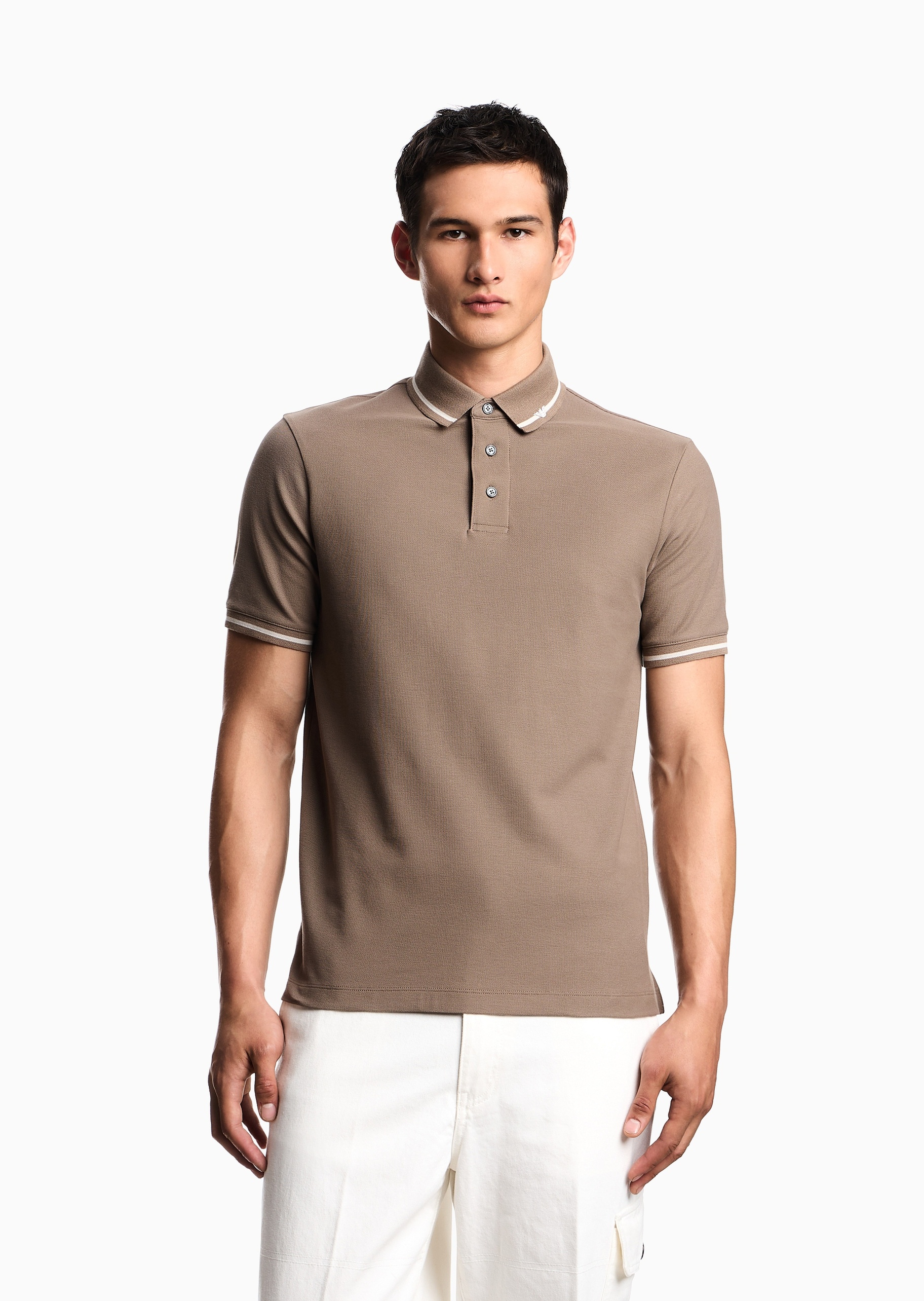 Emporio Armani 男士珠地全棉短袖翻领Polo衫
