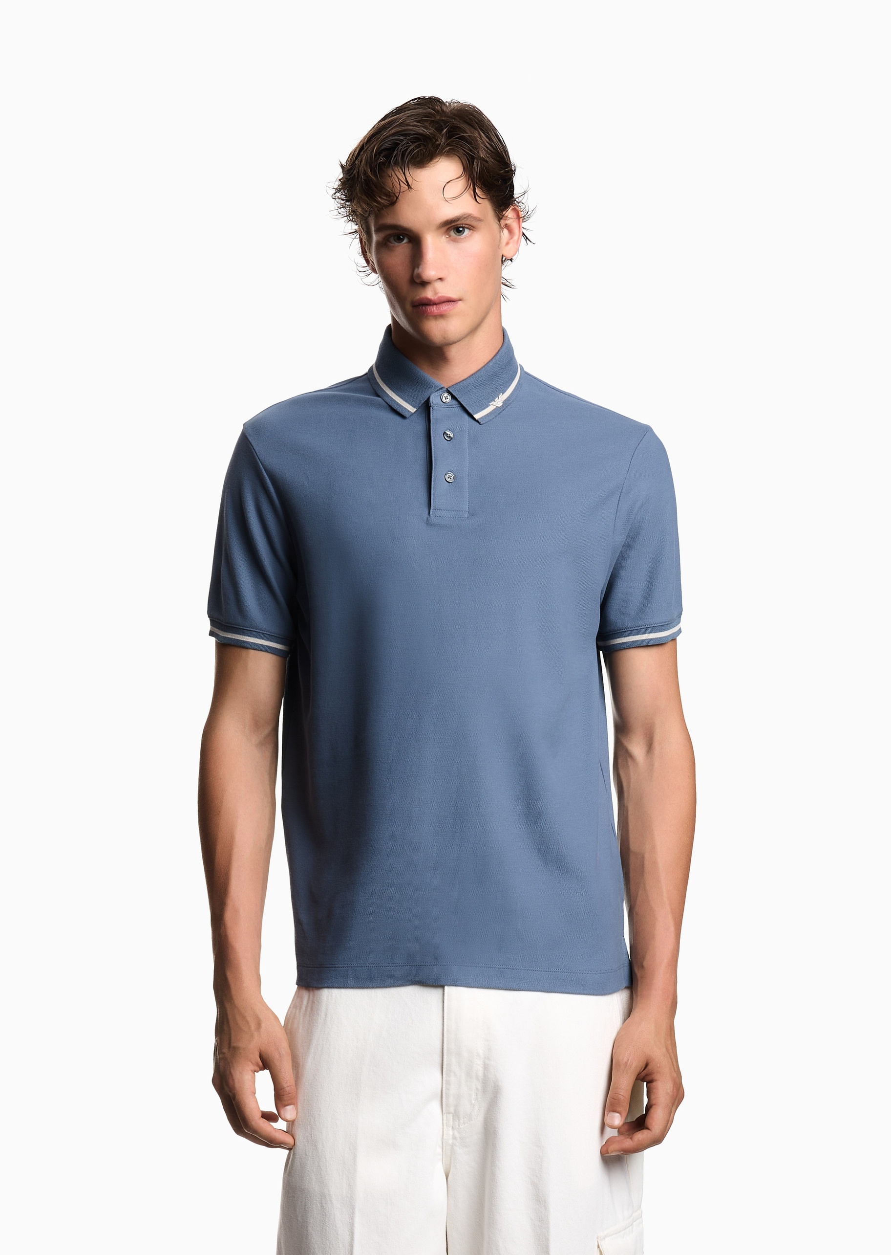 Emporio Armani 男士珠地全棉短袖翻领Polo衫