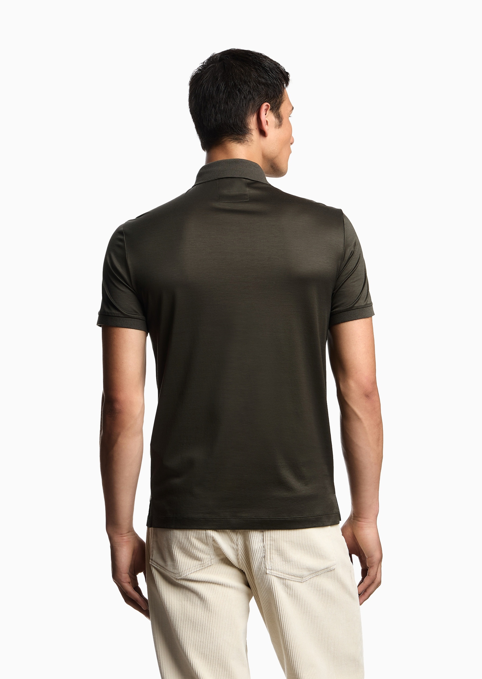 Emporio Armani 男士莱赛尔合身短袖翻领Polo衫