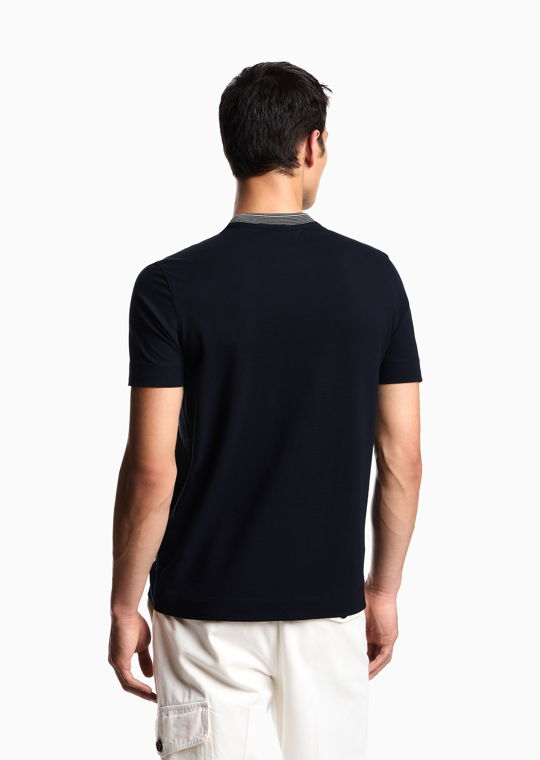 Emporio Armani 男士珠地全棉合身短袖圆领刺绣T恤衫