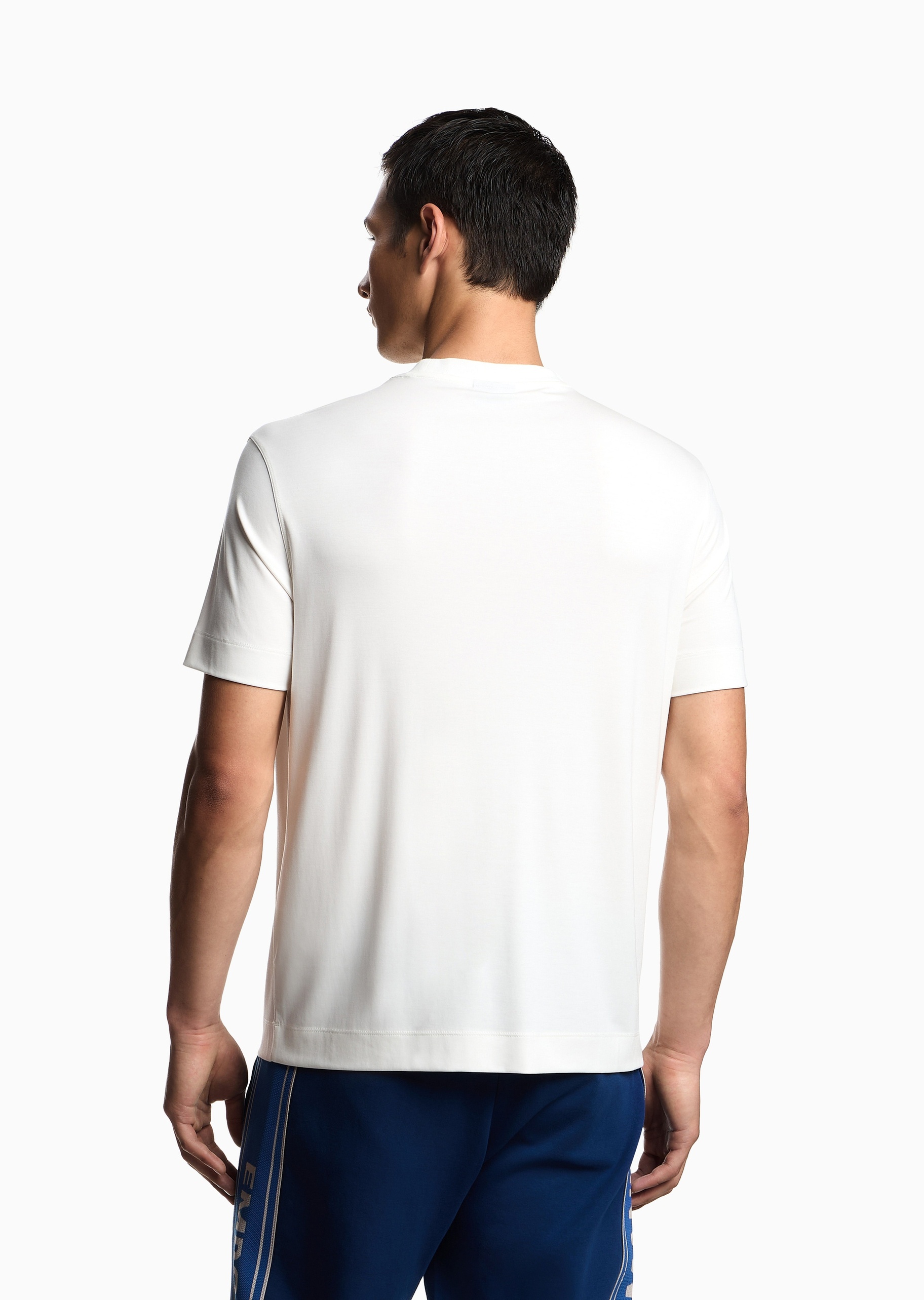 Emporio Armani 男士莫代尔弹力合身短袖圆领刺绣T恤衫